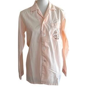 Vintage 1980s Chinese Embroidered Nightshirt – Blush Pink Pajama Top (Unisex S)